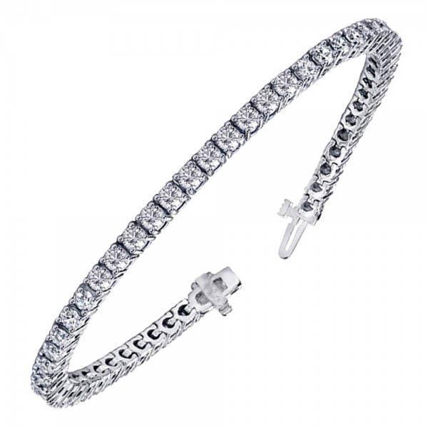 Bracciale Tennis Con Naturale Diamanti Taglio Rotondo Gioielli In Oro Bianco 8.10 Carati