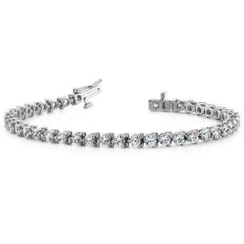 Bracciale Tennis Con Tre Genuino Diamanti Tondi In Oro Bianco Gioielleria 8 Ct.