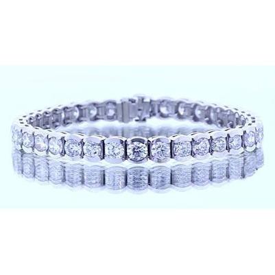 Bracciale Tennis Con Vero Diamanti Rotondi Da 16.45 Carati In Oro Bianco 14K