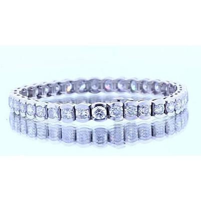 Bracciale Tennis Con Vero Diamanti Rotondi Da 16.45 Carati In Oro Bianco 14K