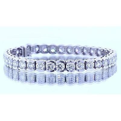 Bracciale Tennis Con Vero Diamanti Rotondi Da 16.45 Carati In Oro Bianco 14K