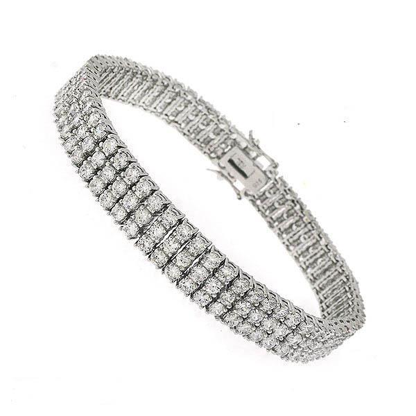 Bracciale Tennis Da 10.80 Carati Rotondo Con Genuino Diamanti Incastonati A 4 Punte In Oro Bianco 14K