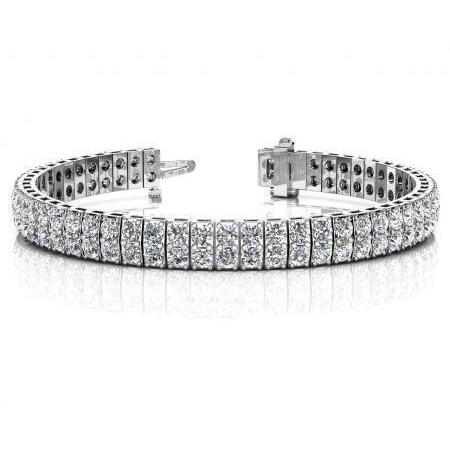 Bracciale Tennis Da 16.20 Carati Con Doppi Genuino Diamanti A Taglio Rotondo In Oro Bianco 14K