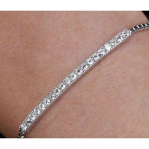 Bracciale Tennis Da 3 Carati Con Vero Diamanti Incastonati Gioielli In Oro Bianco 14K