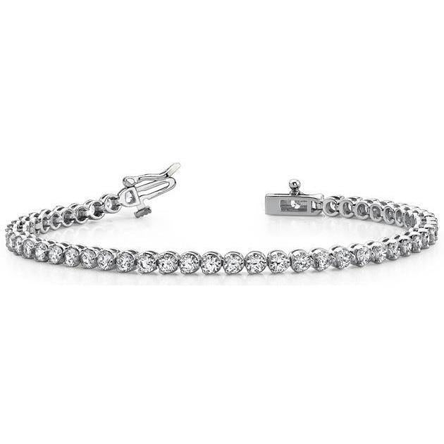 Bracciale Tennis Da Donna Con Genuino Diamanti Rotondi In Oro Bianco Massiccio 14K 7.50 Ct