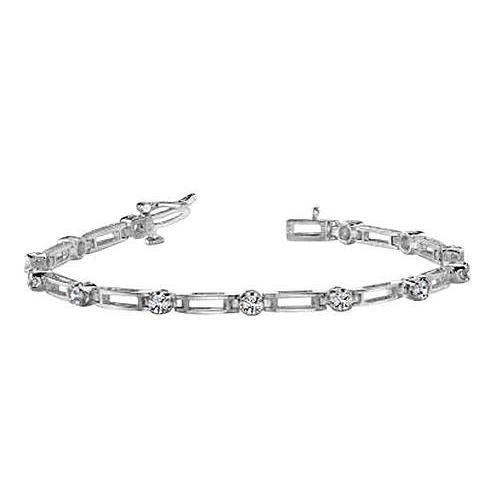 Bracciale Tennis Da Donna Con Genuino Diamanti Rotondi Incastonati A Griffe Oro Bianco 14K 2.60 Ct