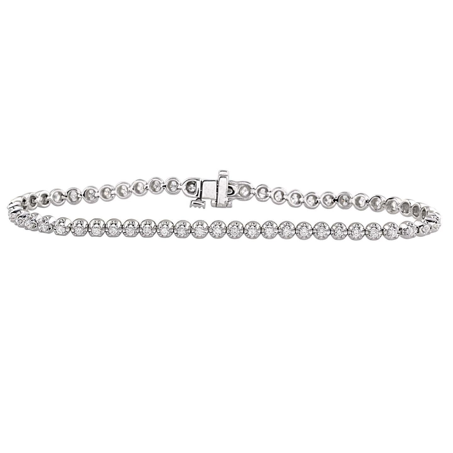 Bracciale Tennis Da Donna Con Naturale Diamanti Taglio Rotondo Piccolo 2.75 Carati Oro 14K