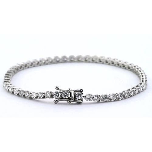 Bracciale Tennis Da Donna Con Vero Diamanti. Oro Bianco 4.40 Carati 14K