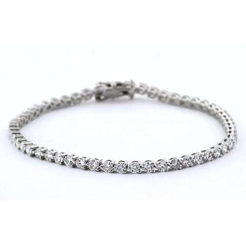 Bracciale Tennis Da Donna Con Vero Diamanti. Oro Bianco 4.40 Carati 14K
