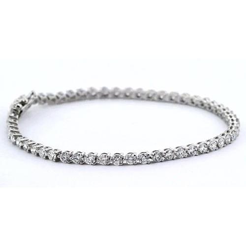 Bracciale Tennis Da Donna Con Vero Diamanti. Oro Bianco 4.40 Carati 14K