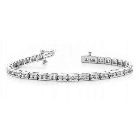Bracciale Tennis Da Donna In Oro Bianco 14K Con 6.40 Carati E Vero Diamanti Rotondi Nuovo