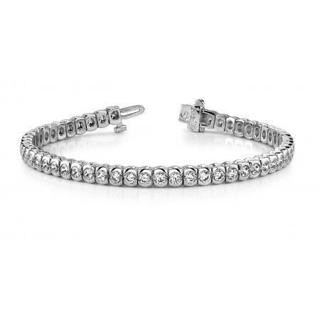 Bracciale Tennis Da Donna In Oro Bianco 14K Con Vero Diamanti Taglio Rotondo 5.50 Carati