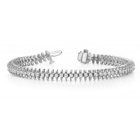 Bracciale Tennis Da Donna in Oro Bianco Con Scintillanti Diamanti Veri Rotondi Da 6,20 CT