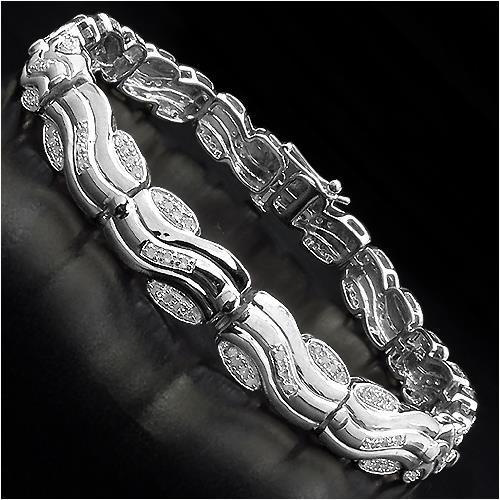 Bracciale Tennis Donna Oro Bianco 5 Ct Genuino Diamanti Taglio Brillante