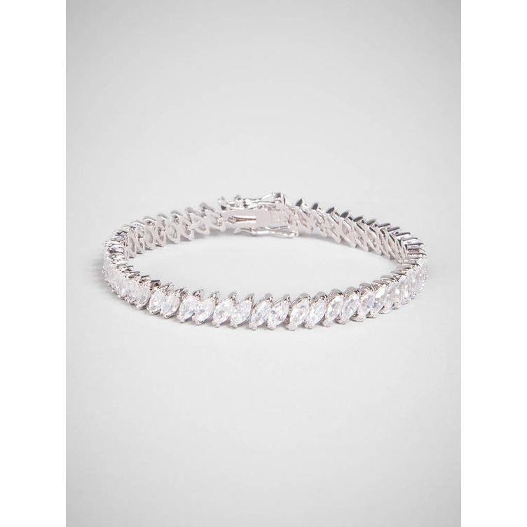 Bracciale Tennis In Oro Bianco 14K 20 Carati Con Naturale Diamanti Taglio Marquise