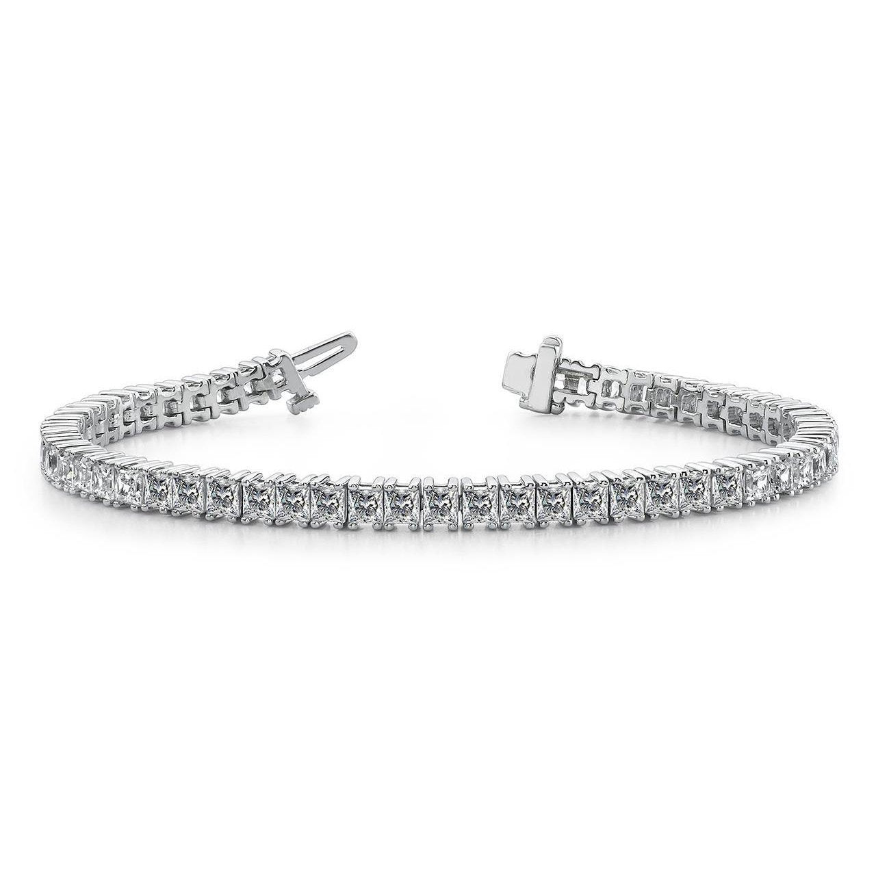 Bracciale Tennis In Oro Bianco 14K Con Genuino Diamanti Taglio Principessa 11 Carati Novità
