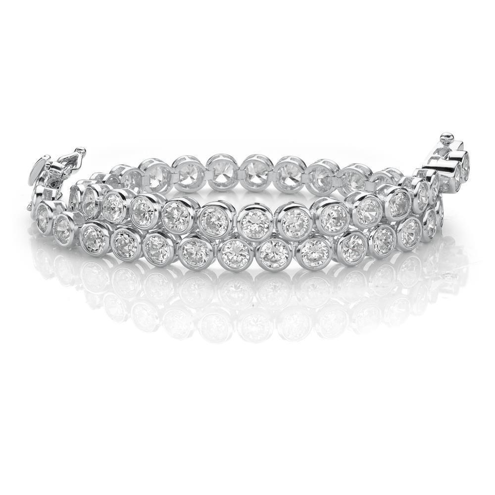 Bracciale Tennis In Oro Bianco 14K Con Naturale Diamanti Taglio Rotondo Incastonato Con Castone Da 11.25 Ct