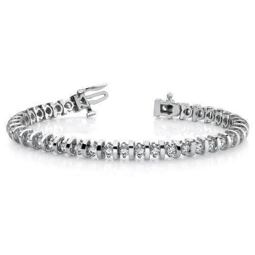 Bracciale Tennis In Oro Bianco 14K Con Vero Diamanti A Punta Tonda Da 4 Carati