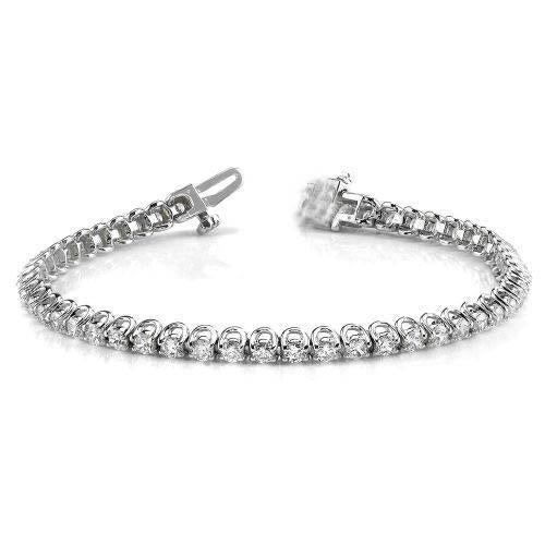 Bracciale Tennis In Oro Bianco 14K Con Vero Diamanti Rotondi A Forma Di U. 5 Carati