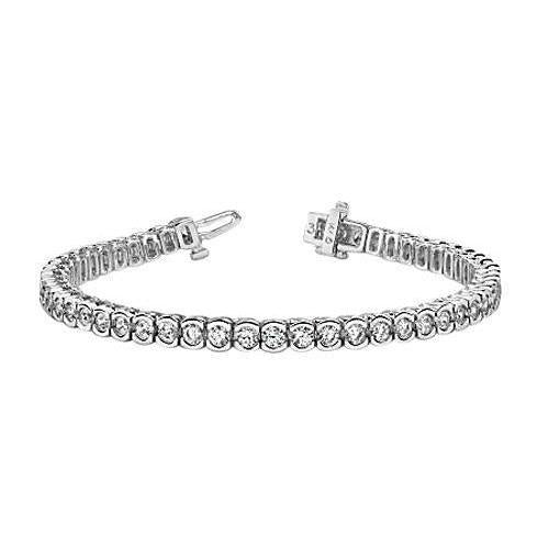 Bracciale Tennis In Oro Bianco 14K Con Vero Diamanti Taglio Brillante Rotondo 10 Carati