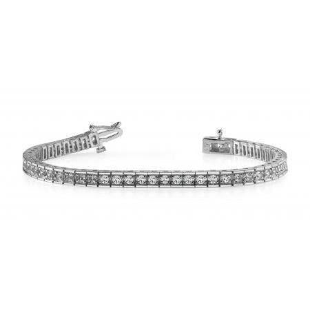 Bracciale Tennis In Oro Bianco 14K Genuino Diamanti Taglio Brillante Rotondo 7.50 Ct