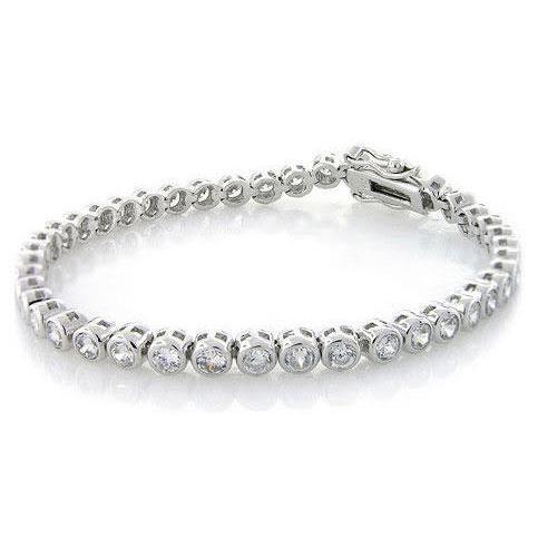 Bracciale Tennis In Oro Bianco 14K . Con Genuino Diamanti Taglio Rotondo 8.40 Carati