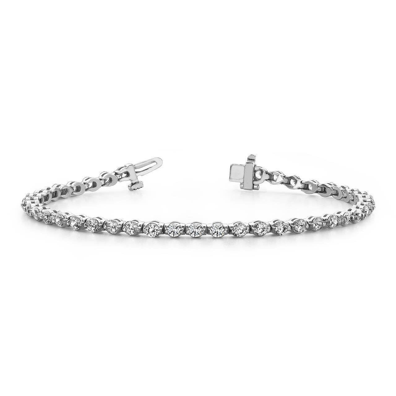 Bracciale Tennis In Oro Bianco Con Naturale Diamanti A Taglio Rotondo Da 4.20 Ct Con Montatura A Griffe