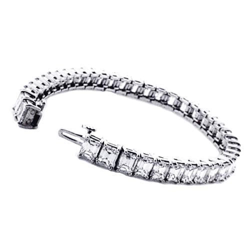 Bracciale Tennis In Oro Bianco Con Naturale Diamanti Taglio Smeraldo Scintillante Da 20 Ct