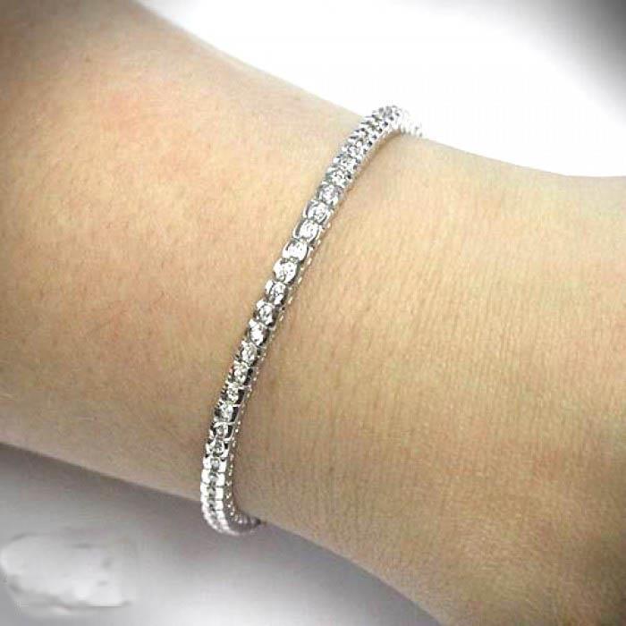 Bracciale Tennis In Oro Bianco Con Splendidi Vero Diamanti Rotondi 7.50 Ct.