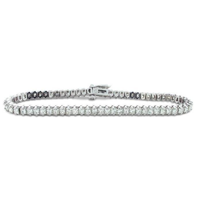 Bracciale Tennis In Oro Bianco Con Vero Diamanti Taglio Principessa. Set Di Griffe 14K. 7 Carati