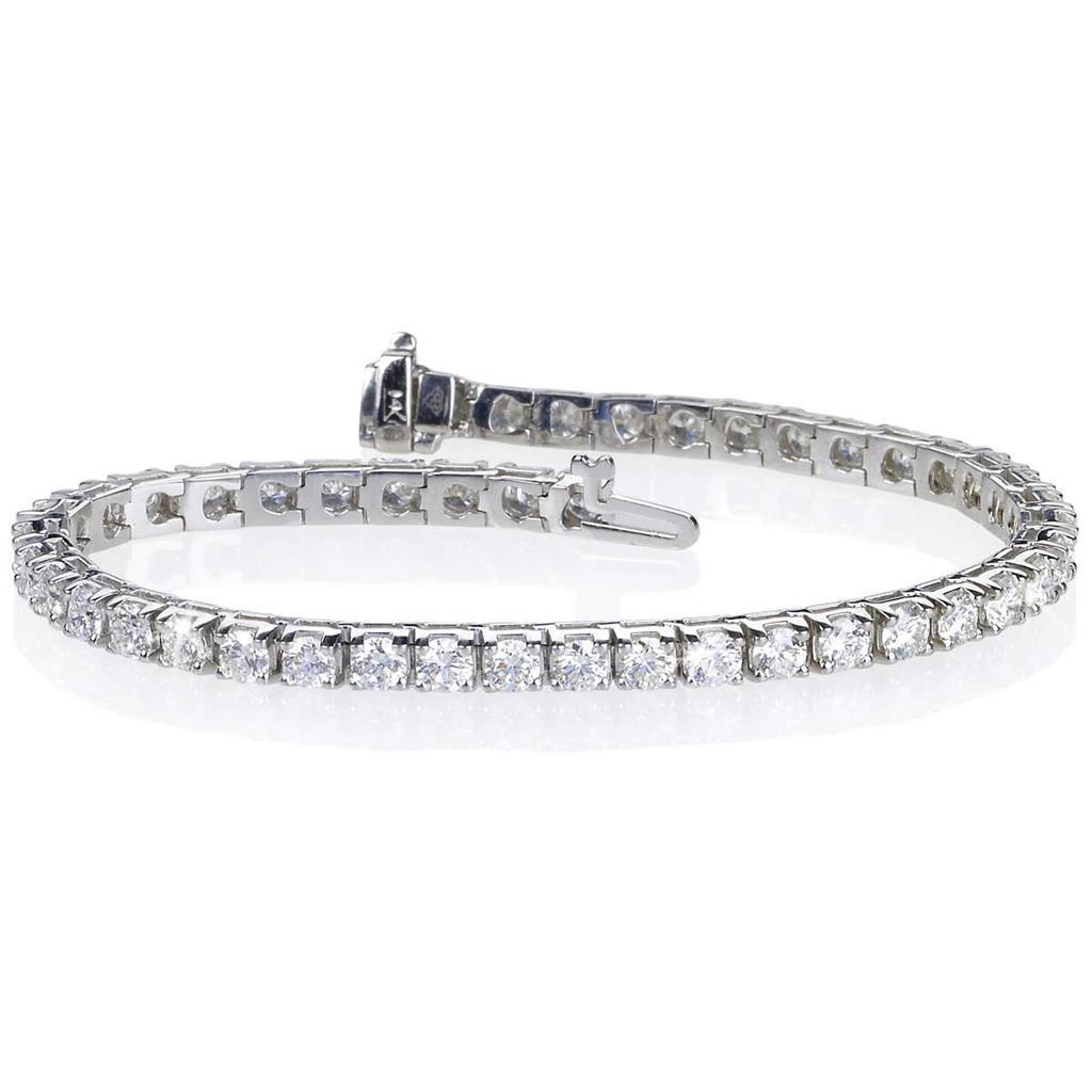 Bracciale Tennis In Oro Bianco Massiccio 14K Con Naturale Diamante Taglio Brillante Rotondo Da 9 Ct