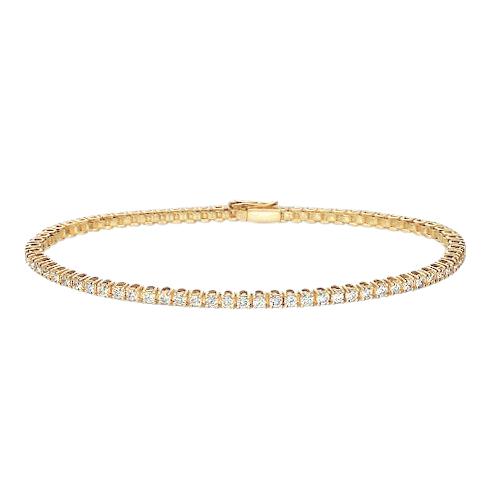 Bracciale Tennis In Oro Giallo 14K . Con Vero Diamanti Taglio Brillante 4.20 Carati