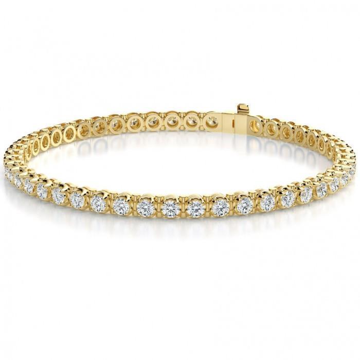 Bracciale Tennis In Oro Giallo Con Genuino Diamanti Scintillanti 5.65 Carati