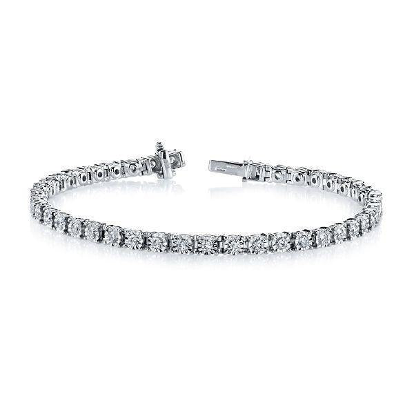 Bracciale Tennis Scintillante 6 Carati Con Genuino Diamanti Rotondi Oro Bianco 14K