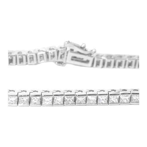 Bracciale Tennis in Oro Bianco Massiccio 14k Con Veri Diamanti Taglio Principessa Da 10,50 CT