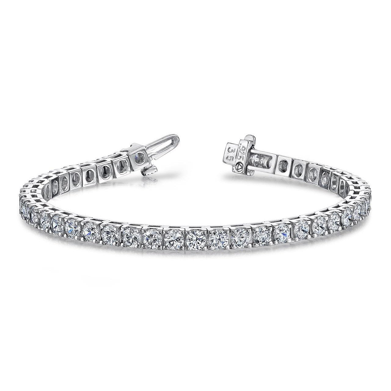 Bracciale Tennis in Oro Bianco con Veri Diamanti Taglio Rotondo Brillante da 8,40 Carati