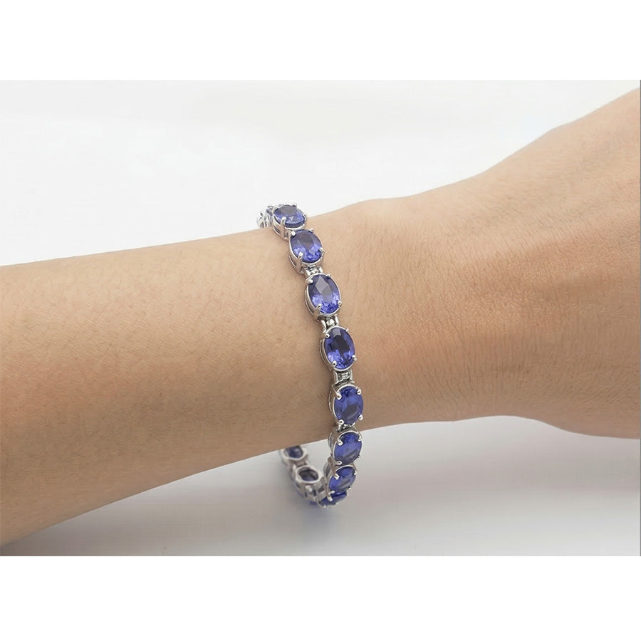 Bracciale tennis blu zaffiro diamante set di gioielli 18 carati