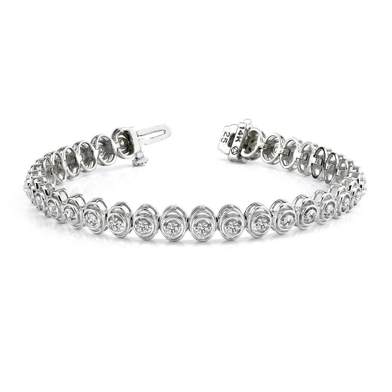 Bracciale A Maglie In Oro Bianco 14K Con Vero Diamanti A Taglio Rotondo Da 6.60 Carati