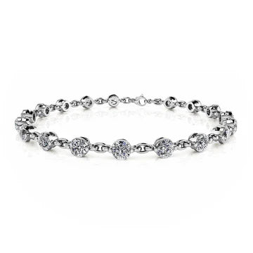 Bracciale A Maglie In Oro Bianco 14K Con Vero Diamanti Scintillanti Taglio Rotondo 5 Carati