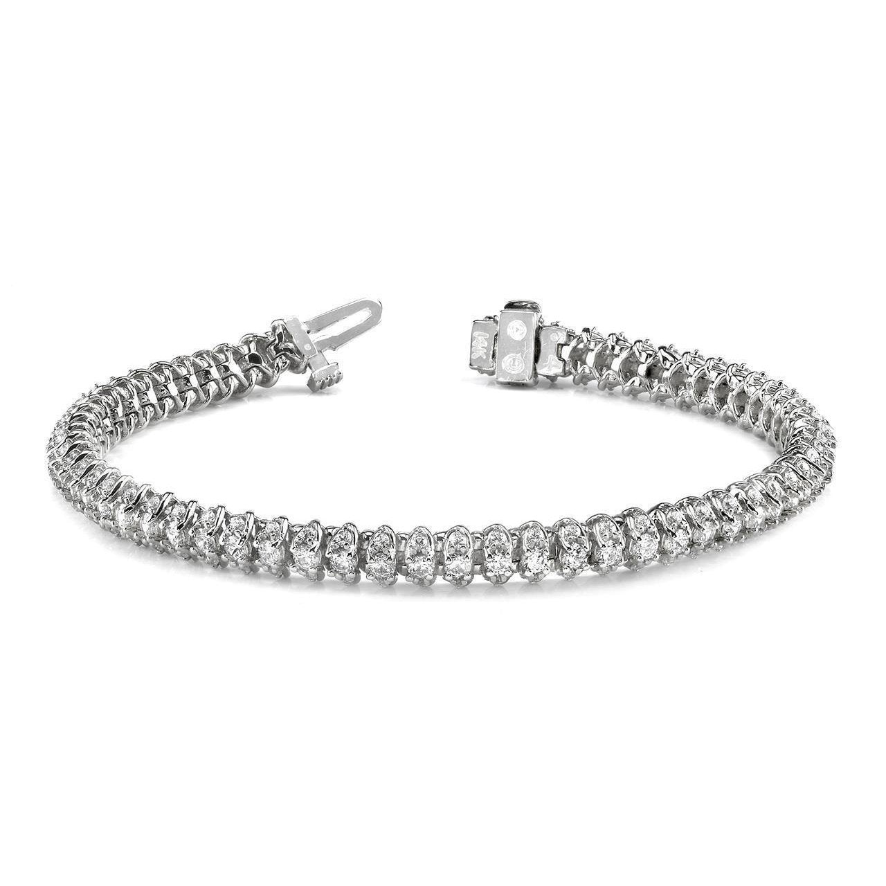 Bracciale A Maglie Scoop Con Vero Diamanti Rotondi 10 Carati In Oro Bianco 14K