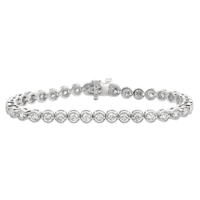 Bracciale Con Montatura A Griffe In Oro Bianco 14K Con Naturale Diamanti Rotondi 6 Carati Novità
