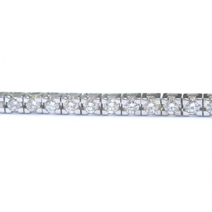 Bracciale Con Naturale Diamanti Tondi Da 8 Carati. Gioielli In Oro Bianco Massiccio 14K