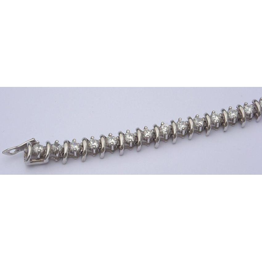 Bracciale Con Vero Diamanti Da 4.50 Carati. Gioielli Da Tennis. Stile Antico. Collegamento A S