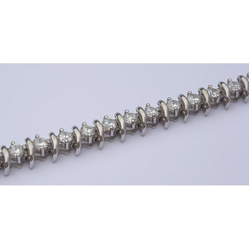 Bracciale Con Vero Diamanti Da 4.50 Carati. Gioielli Da Tennis. Stile Antico. Collegamento A S
