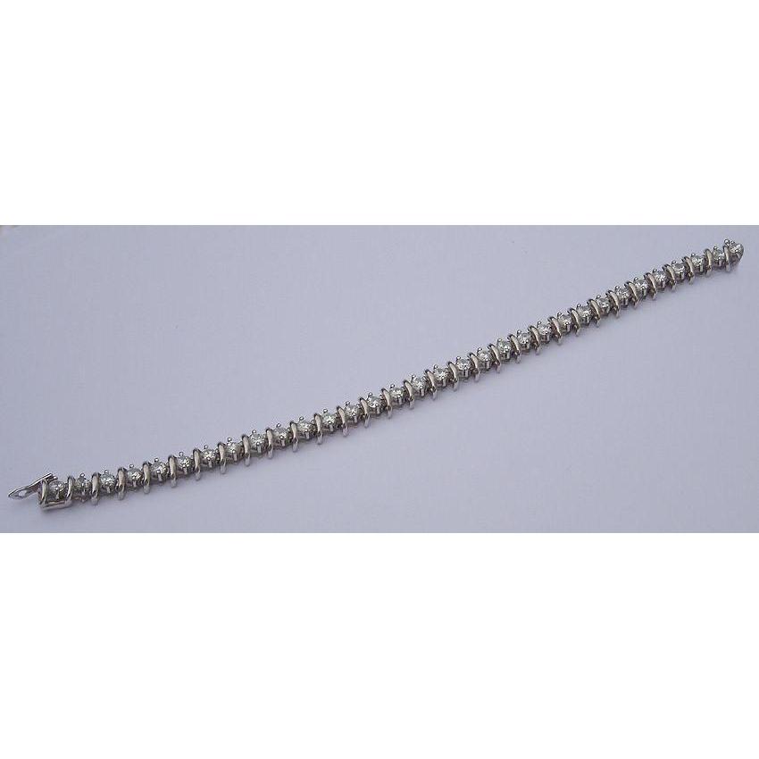 Bracciale Con Vero Diamanti Da 4.50 Carati. Gioielli Da Tennis. Stile Antico. Collegamento A S