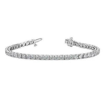 Bracciale Con Vero Diamanti Tondi Tennis Prong Set 10.08 Carati WG 14K