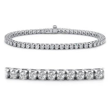 Bracciale Da Donna Con Vero Diamanti E Gioielli In Oro Massiccio Bianco 14K 5.50 Carati