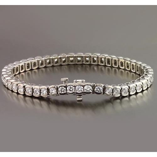Bracciale Da Tennis Con Mezza Lunetta Con Genuino Diamanti Tondi. 4.90 Carati. Gioielli Novità