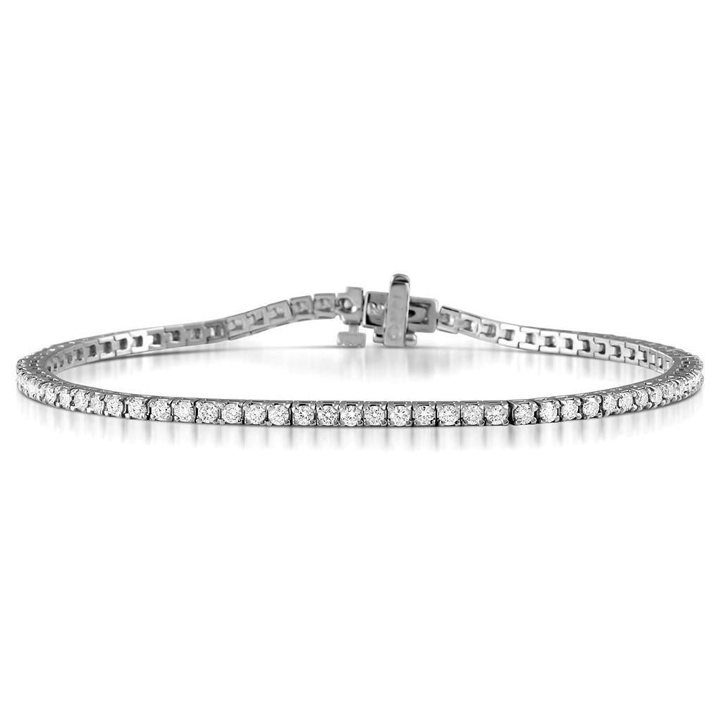 Bracciale Da Tennis Con Naturale Diamanti Taglio Rotondo. 4.50 Carati. Set Di Griffe 14K Wg