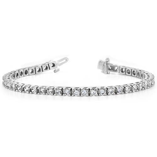 Bracciale Da Tennis Da Donna In Oro Bianco 14K Con Vero Diamanti Rotondi Fini 6 Ct.